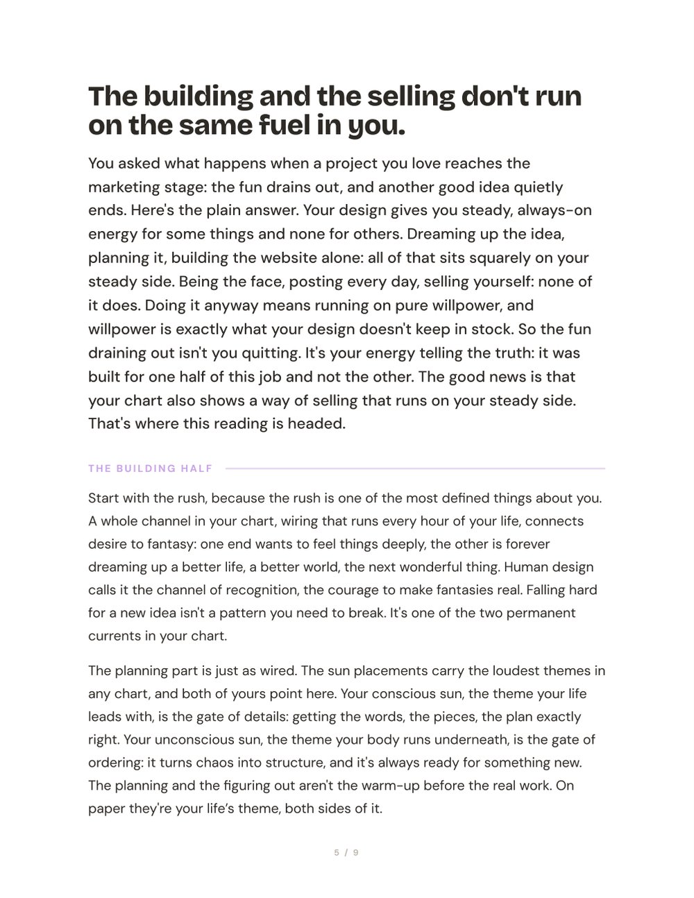 First page of a real example reading